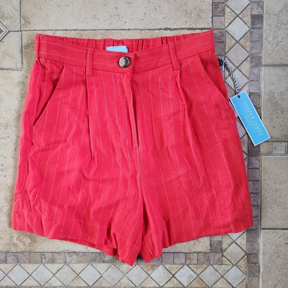 Draper James Red Striped High Waist Shorts